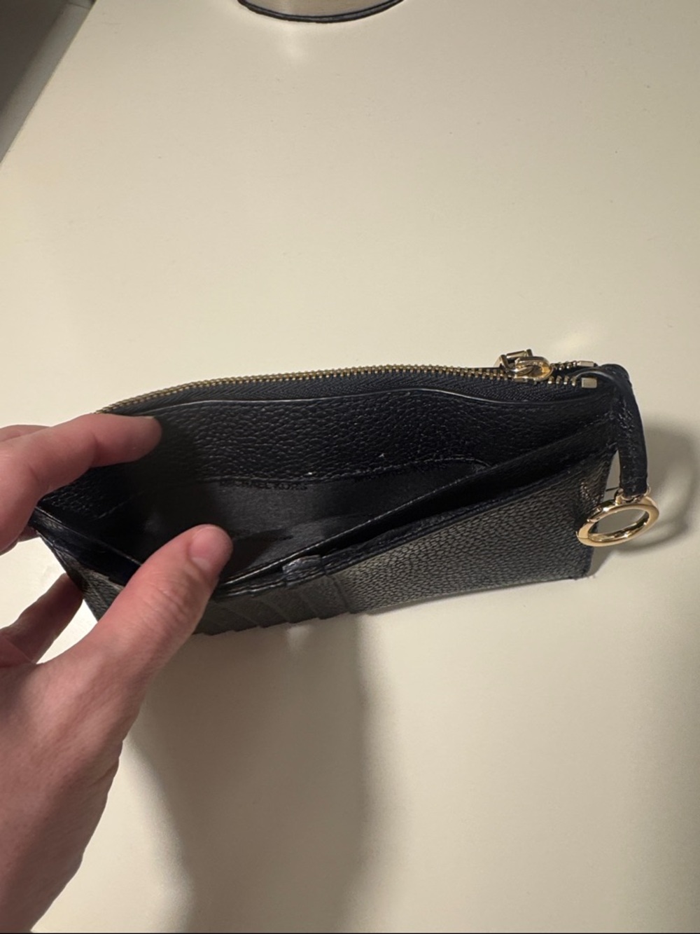 Michael Kors Black Pebbled Leather Zip Card Wallet with Gold Hardware - Picture 4 of 7